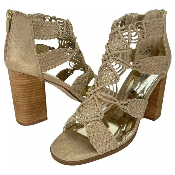 Carlos Santana Nadia Gold Metallic Woven Fabric Womens Heels Size 9.5M - Picture 11 of 11